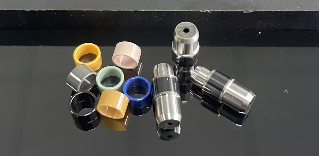 Colored ceramic and metal matching functional appearance parts