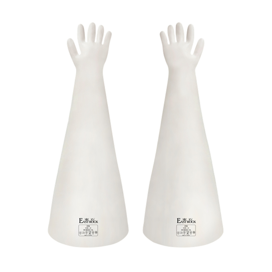 Chlorosulfonated polyethylene dry box gloves
